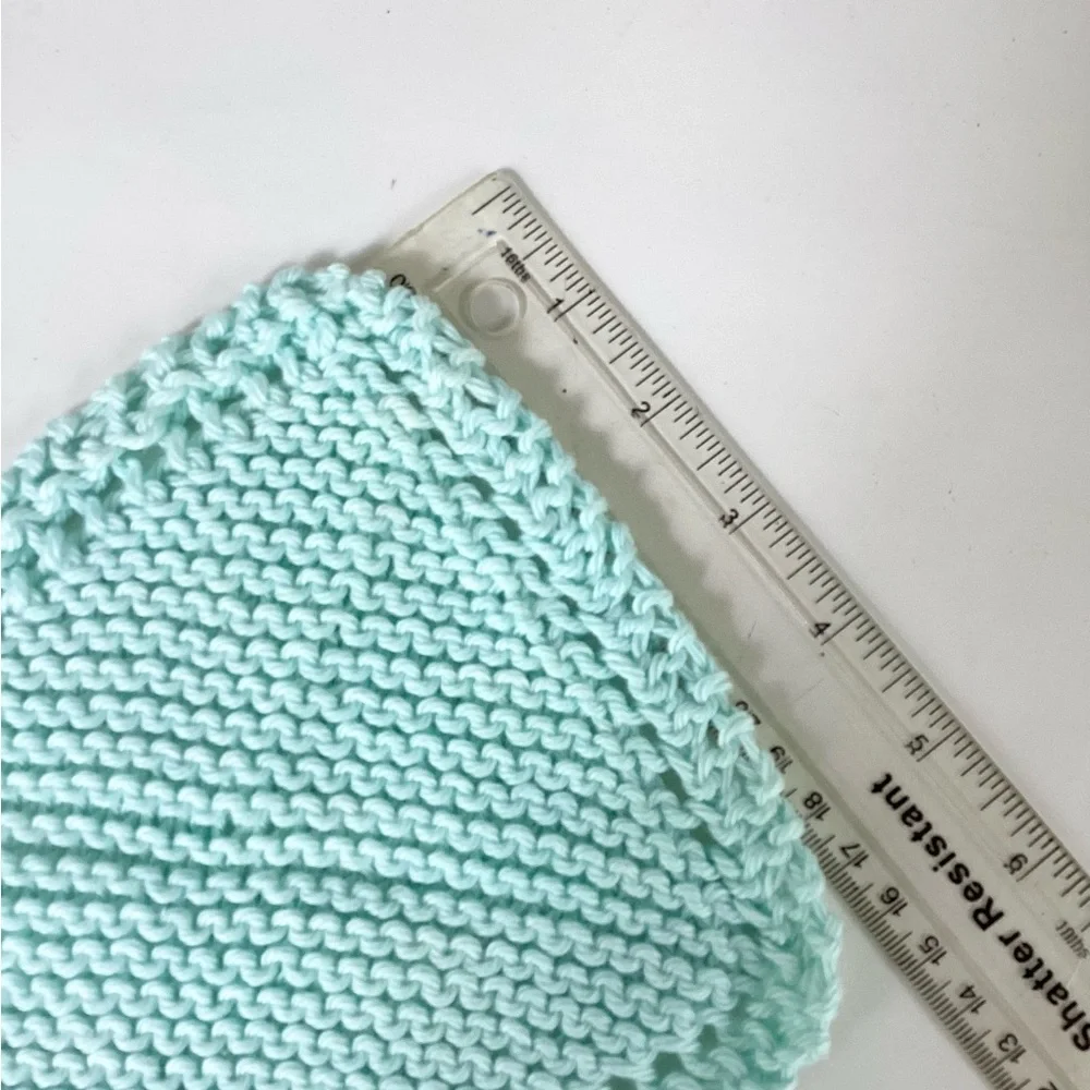 Skincare Washcloth Headband Spa Set Hand Crafted Teal Mint Green Knit Cotton